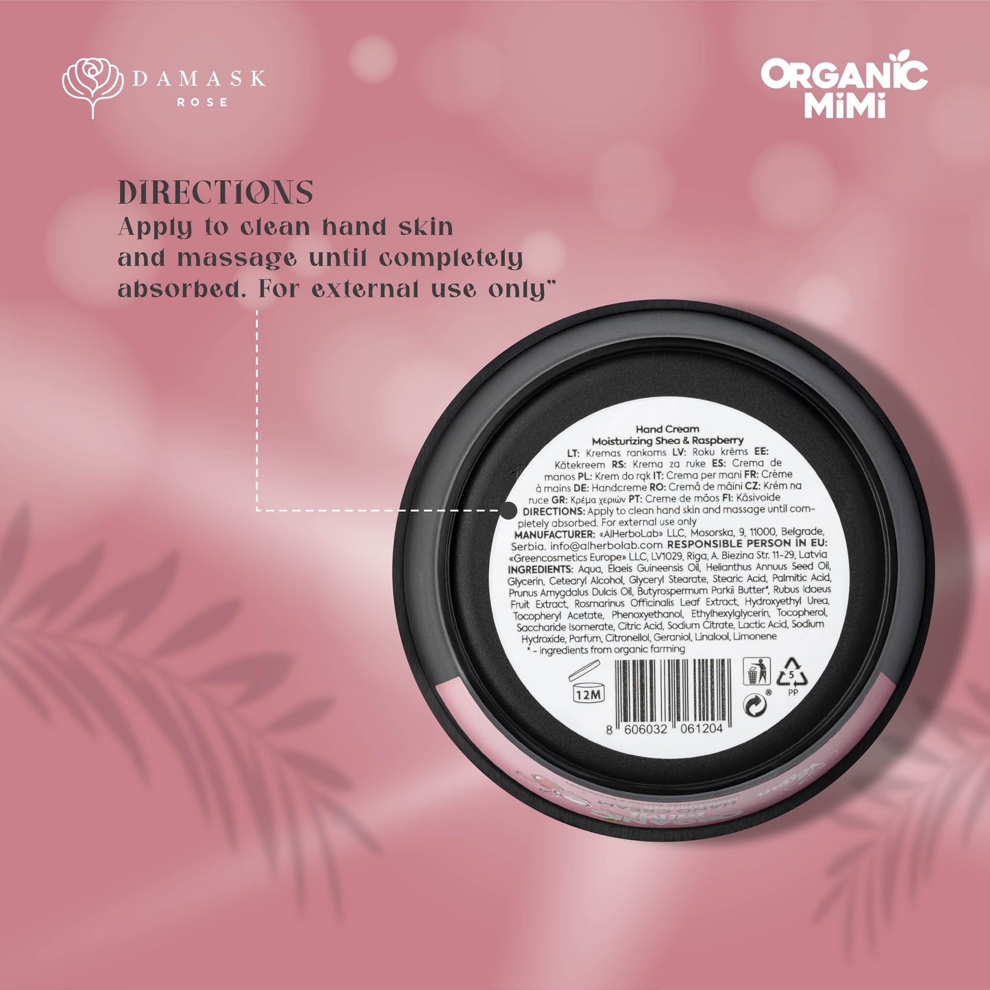 Organic Mimi Hand Cream Moisturizing Shea & Raspberry – 2-Pack 1.7 oz