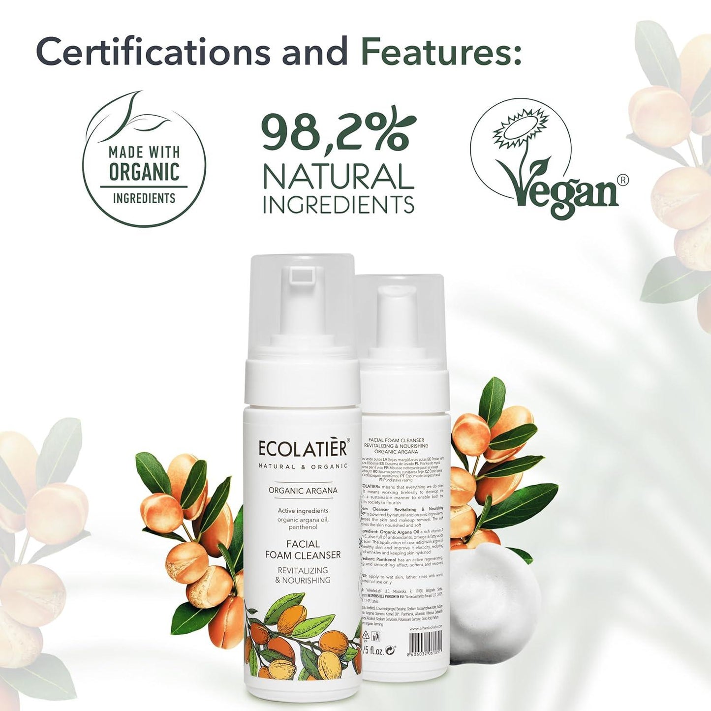 x-Facial Foam Cleanser Revitalizing & Nourishing Organic Argana