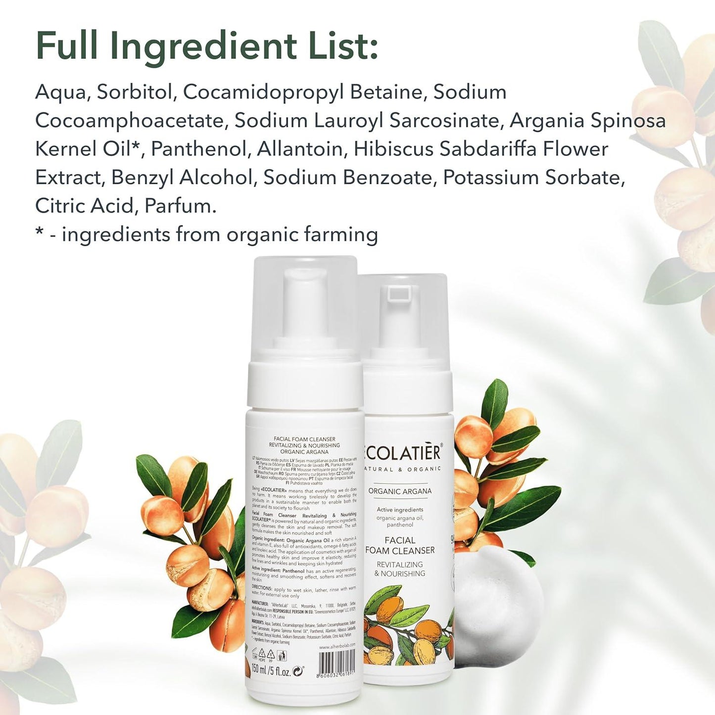 x-Facial Foam Cleanser Revitalizing & Nourishing Organic Argana