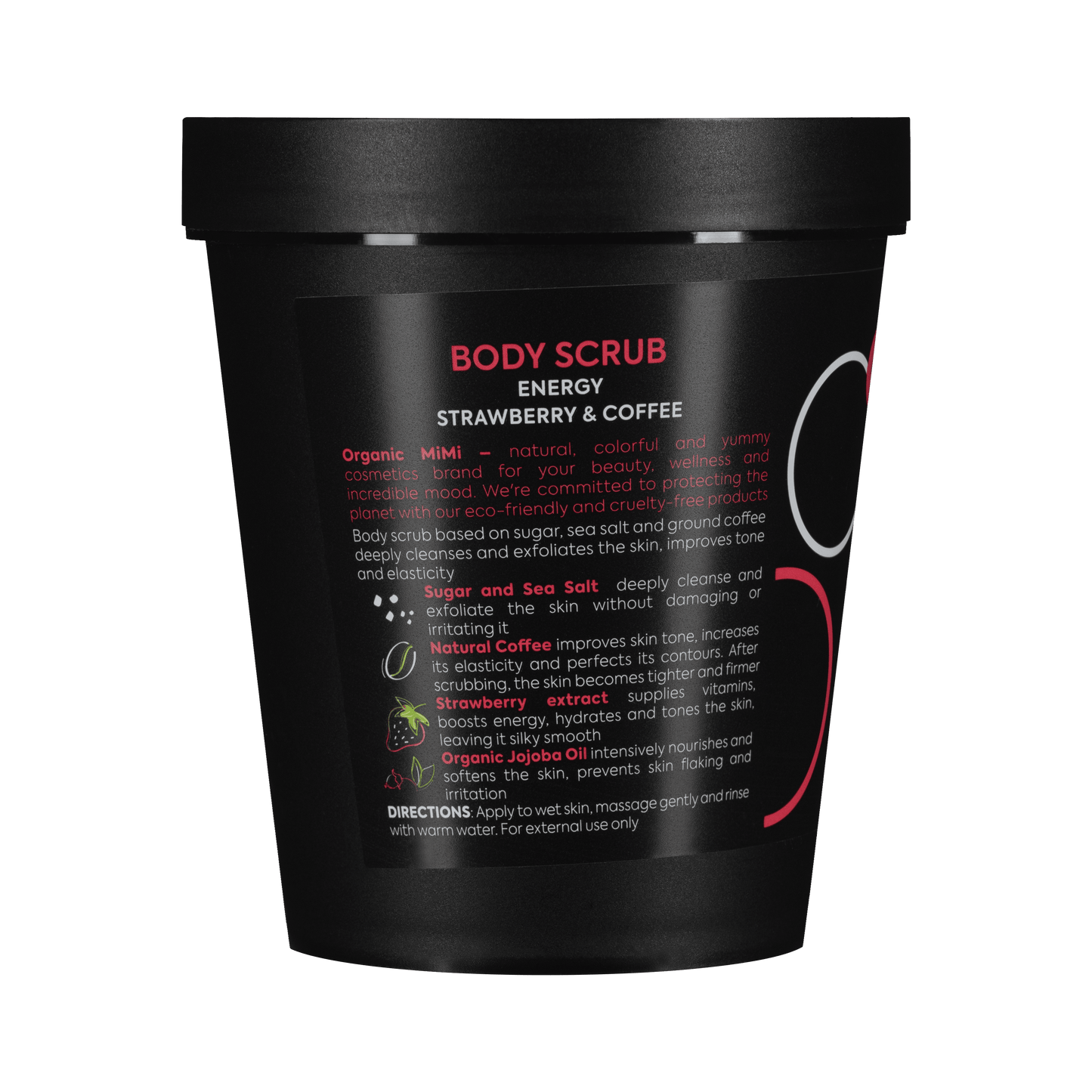 Organic Mimi, Body Scrub Energy Strawberry & Coffee, 250 g