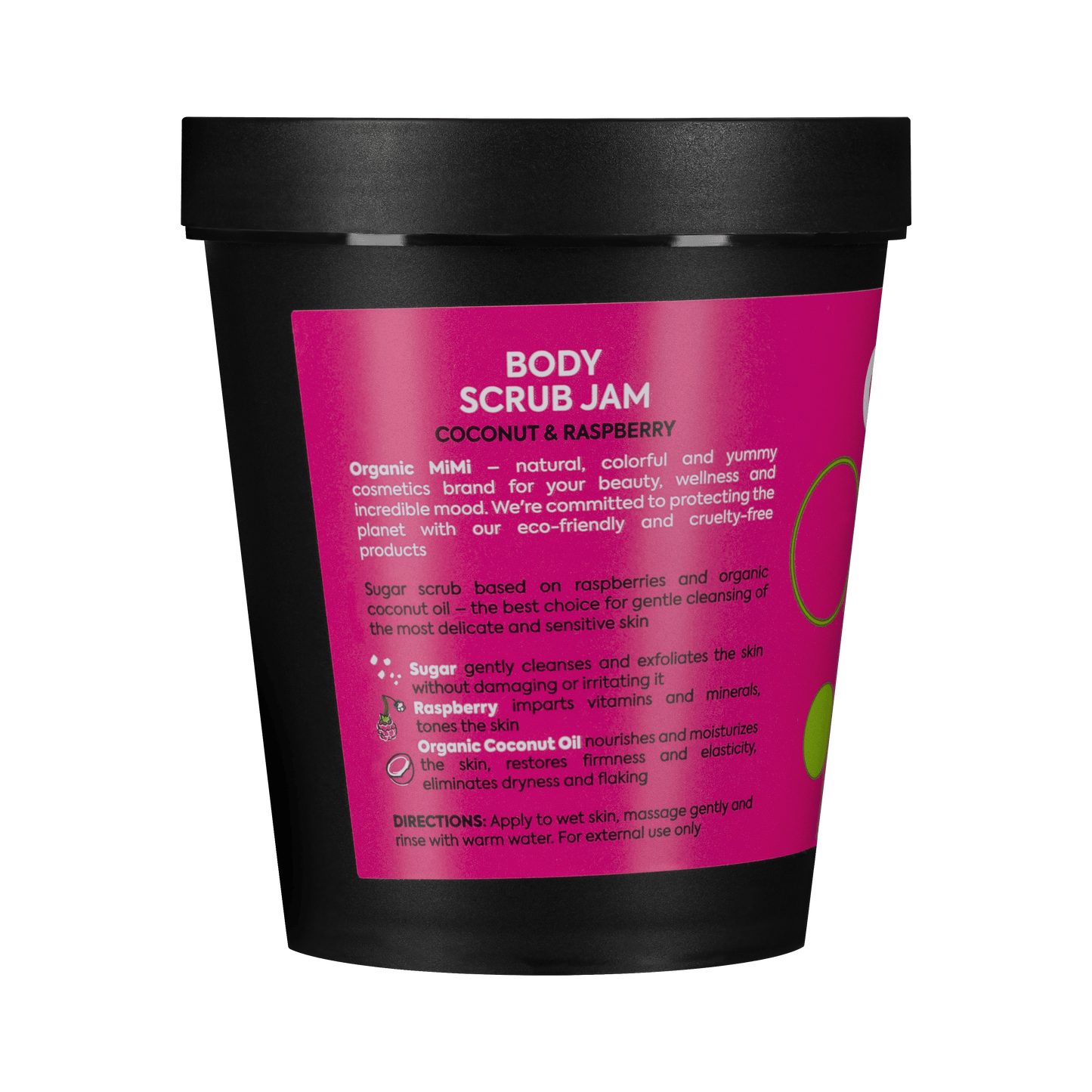 Organic Mimi, Body Scrub Jam Coconut & Raspberry, 250 g