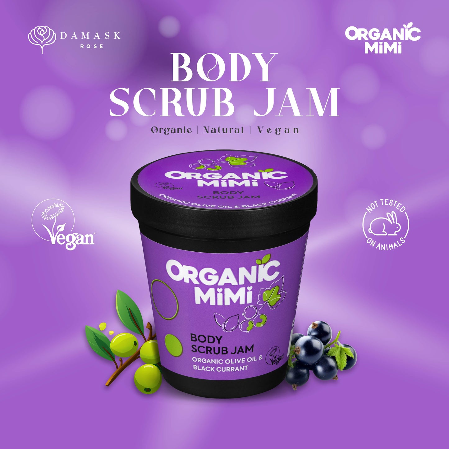 Organic Mimi, Body Scrub Jam Olive & Black Currant, 250 g