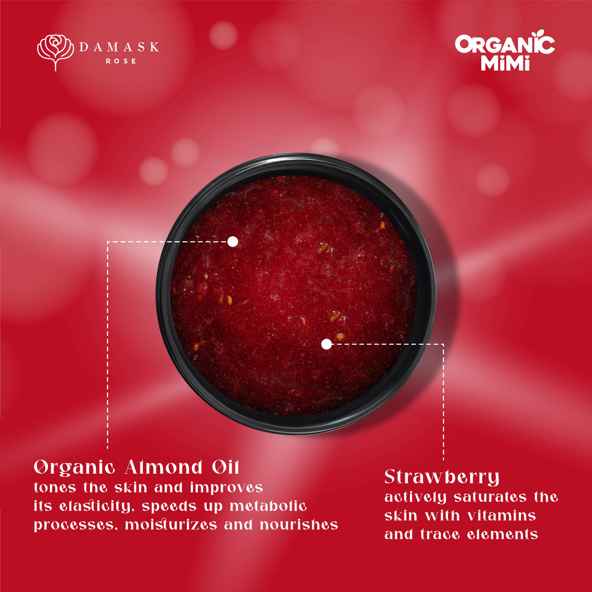 Organic Mimi, Body Scrub Jam Almond & Strawberry, 250 g