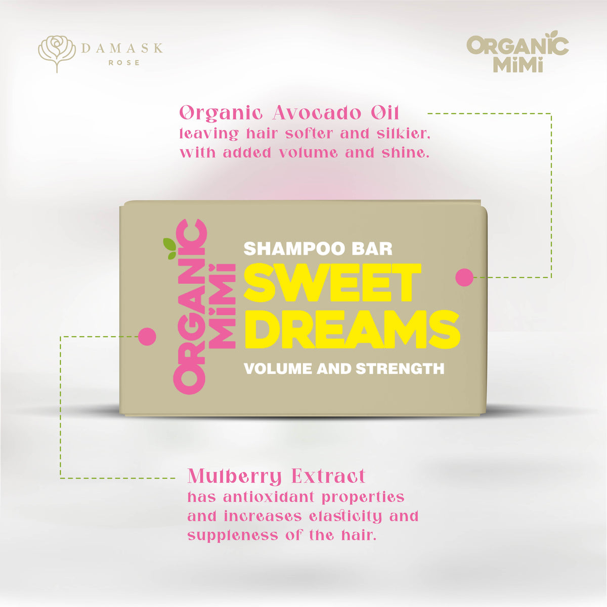 ORGANIC MIMI, SWEET DREAMS VOLUME AND STRENGTH SHAMPOO BAR, 50 g