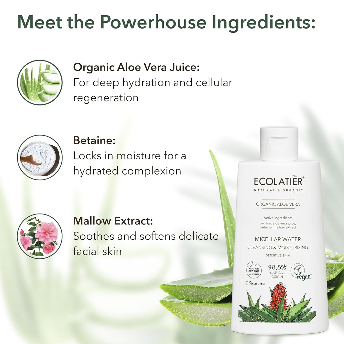 Micellar Water Cleansing & Mouisturizing Organic Aloe Vera