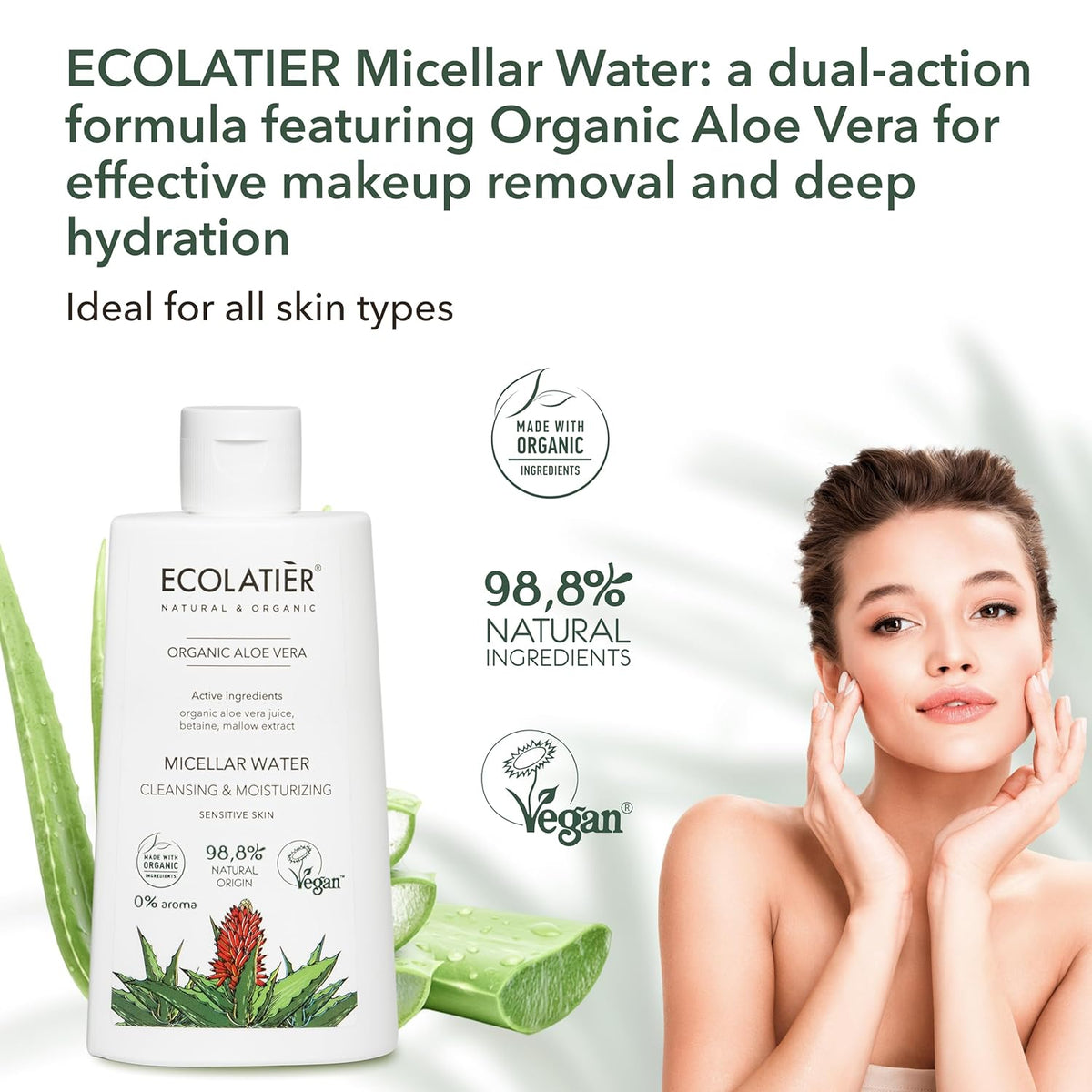 Micellar Water Cleansing & Mouisturizing Organic Aloe Vera