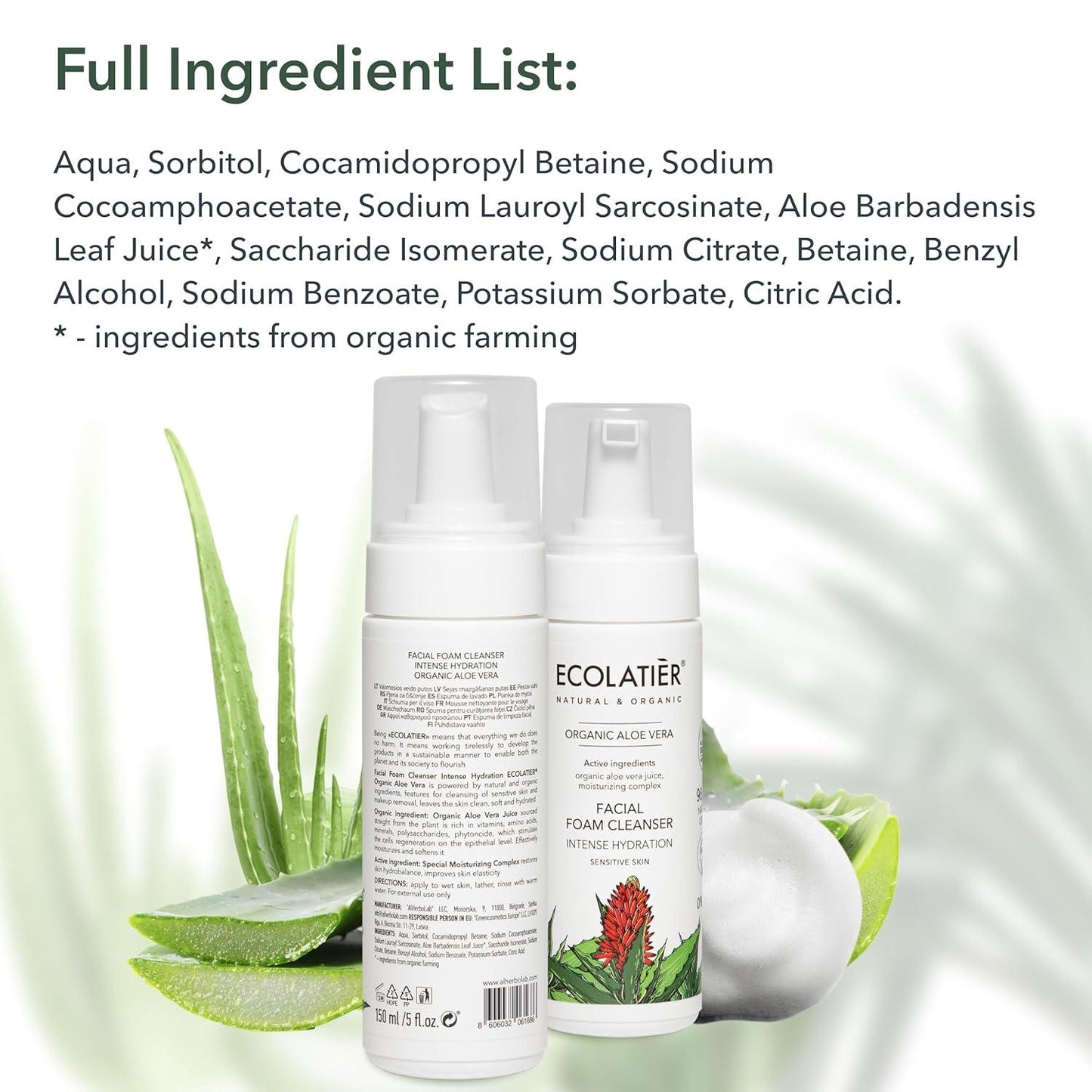 x-Facial Foam Cleanser  Intense Hydration Organic Aloe Vera