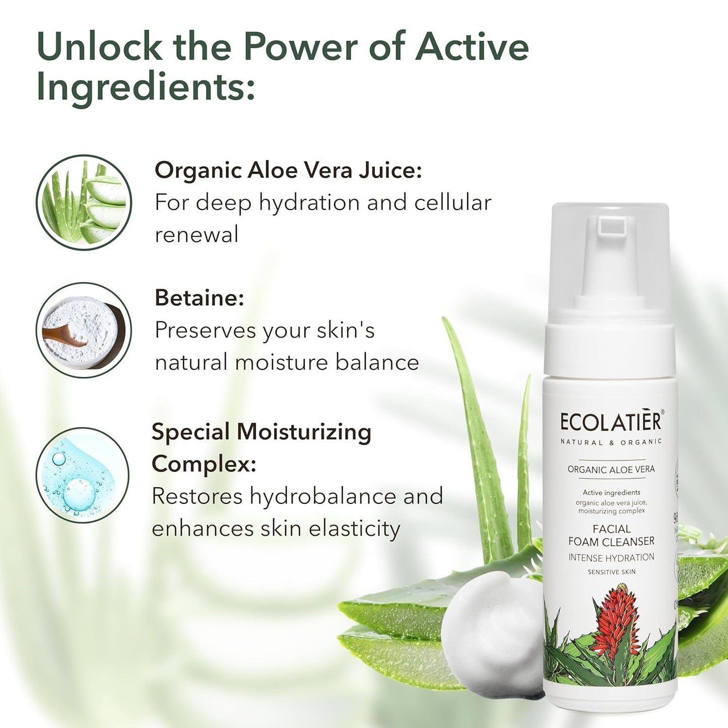 x-Facial Foam Cleanser  Intense Hydration Organic Aloe Vera