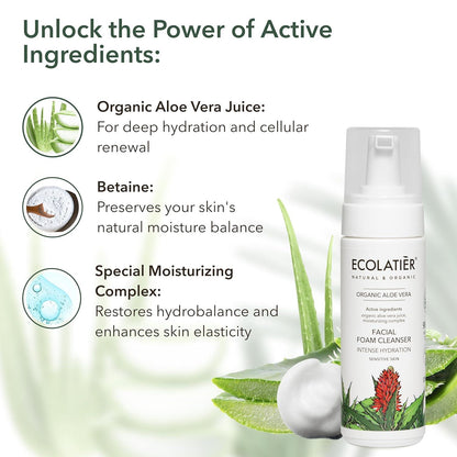x-Facial Foam Cleanser  Intense Hydration Organic Aloe Vera