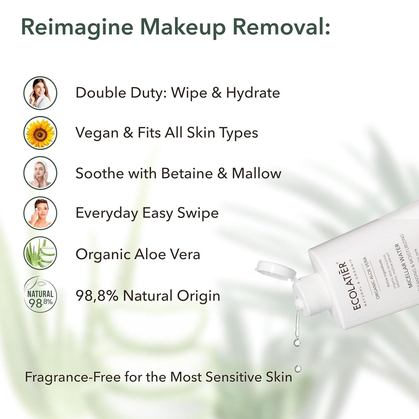 x-Micellar Water Cleansing & Mouisturizing Organic Aloe Vera