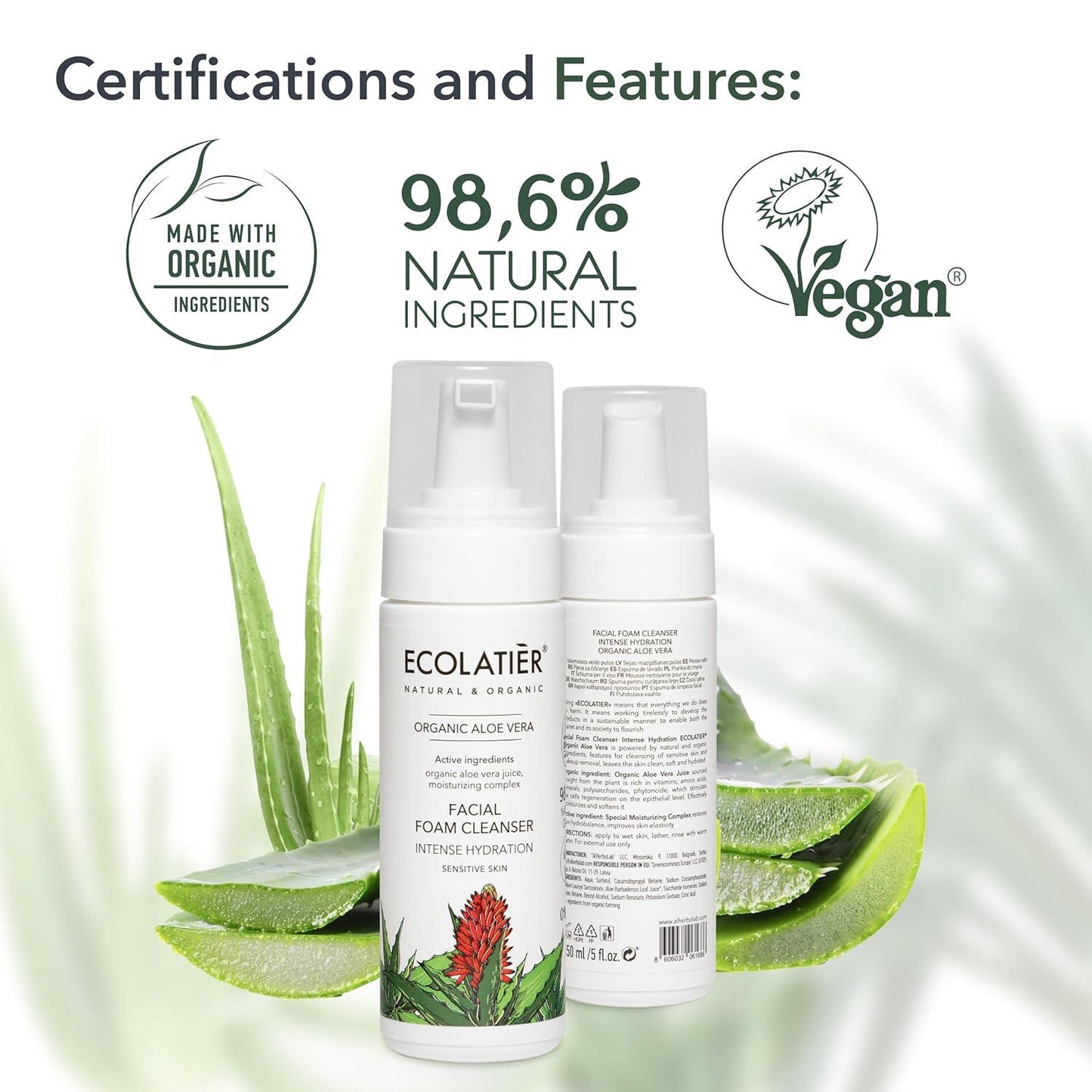 x-Facial Foam Cleanser  Intense Hydration Organic Aloe Vera