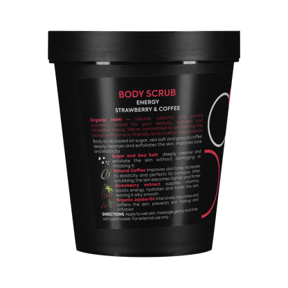 Organic Mimi, Body Scrub Energy Strawberry & Coffee, 250 g