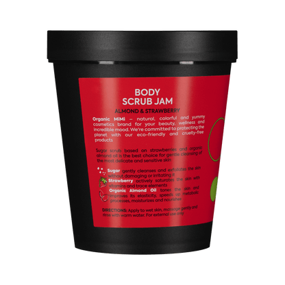Organic Mimi, Body Scrub Jam Almond & Strawberry, 250 g