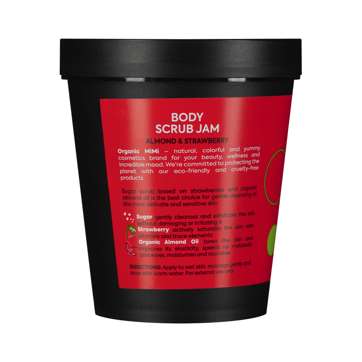 Organic Mimi, Body Scrub Jam Almond & Strawberry, 250 g