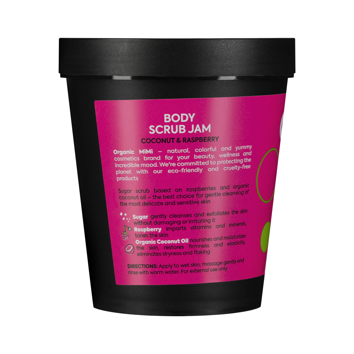 Organic Mimi, Body Scrub Jam Coconut & Raspberry, 250 g